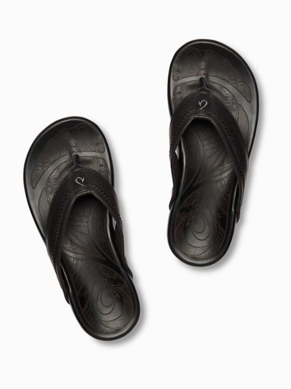 Loukas Leather Black Flip Flop Sandals